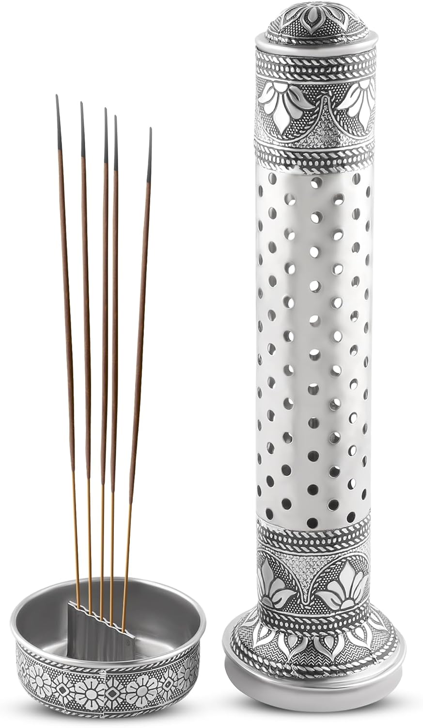 KSJONE Steel Incense Holders for Sticks, Incense Stick Holder with Ash Catcher, Meenakari Work, Incense Burner Holder, Home Decor, Yoga, Spa