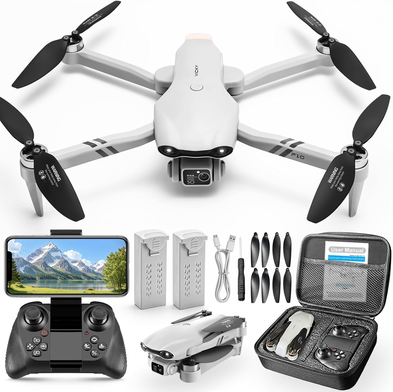 Drone with Camera for Kids & Adults, 2.4GHz Brushless Motor RC Drone, Foldable Quadcopter with APP Control, Altitude Hold, 2 Batteries, Mini Drone Christmas Toys Gift for Beginners, Boys,Girls