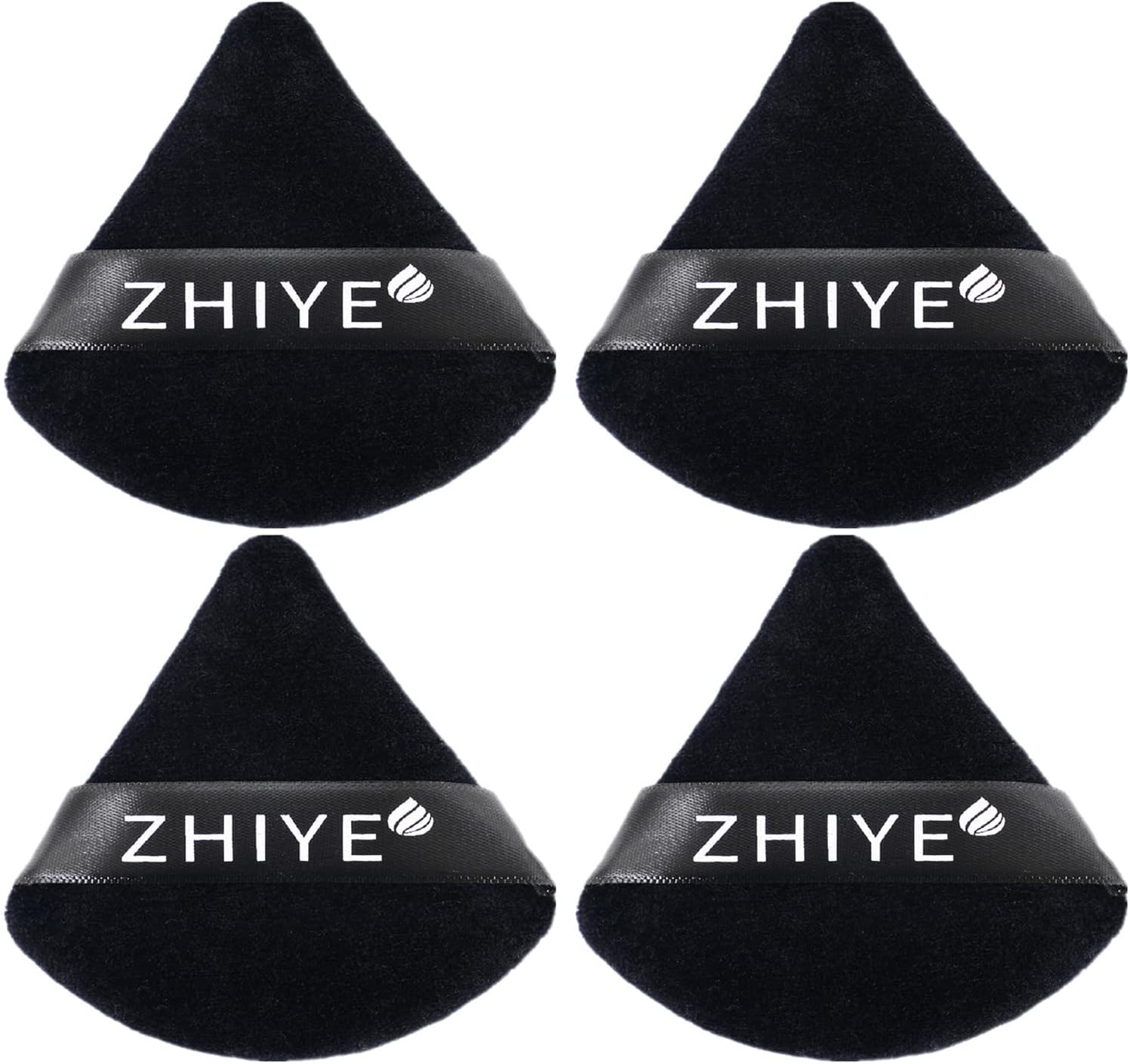 ZHIYE 4pcs Triangle Powder Puffs, Reusable Face Makeup Puff, Multifunctional Facial Makeup Tool Wet, Dry Dual-Use Makeup Sponge for BB CC Cream Liquid Foundation(BLack)