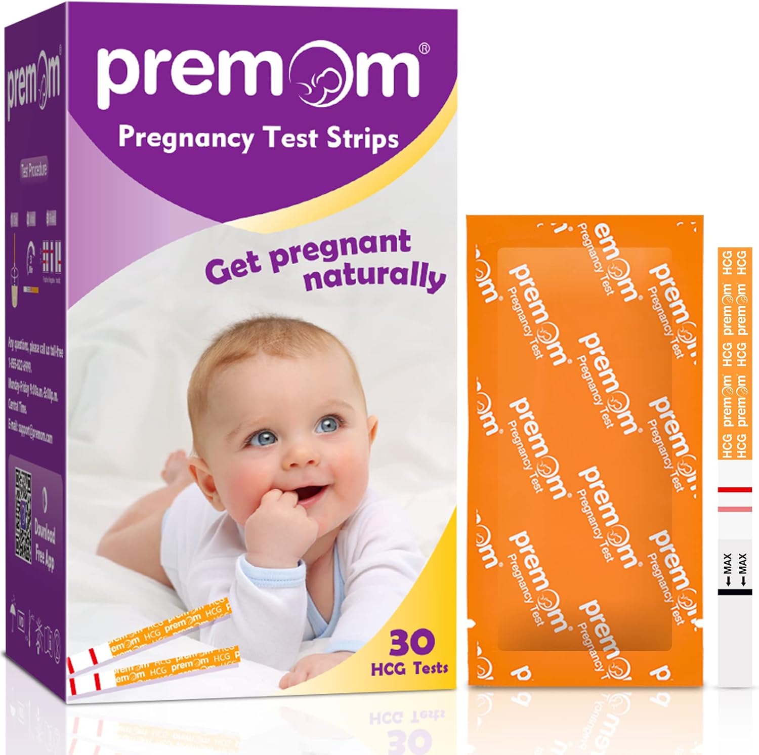 Premom Pregnancy Test Strips: 30 Early Detection Pregnancy Test Kit - Rapid Detection Pregnancy Test, Ultra Early HCG Pregnancy Tests 10mIU/ml | Powered by Premom Ovulation Predictor