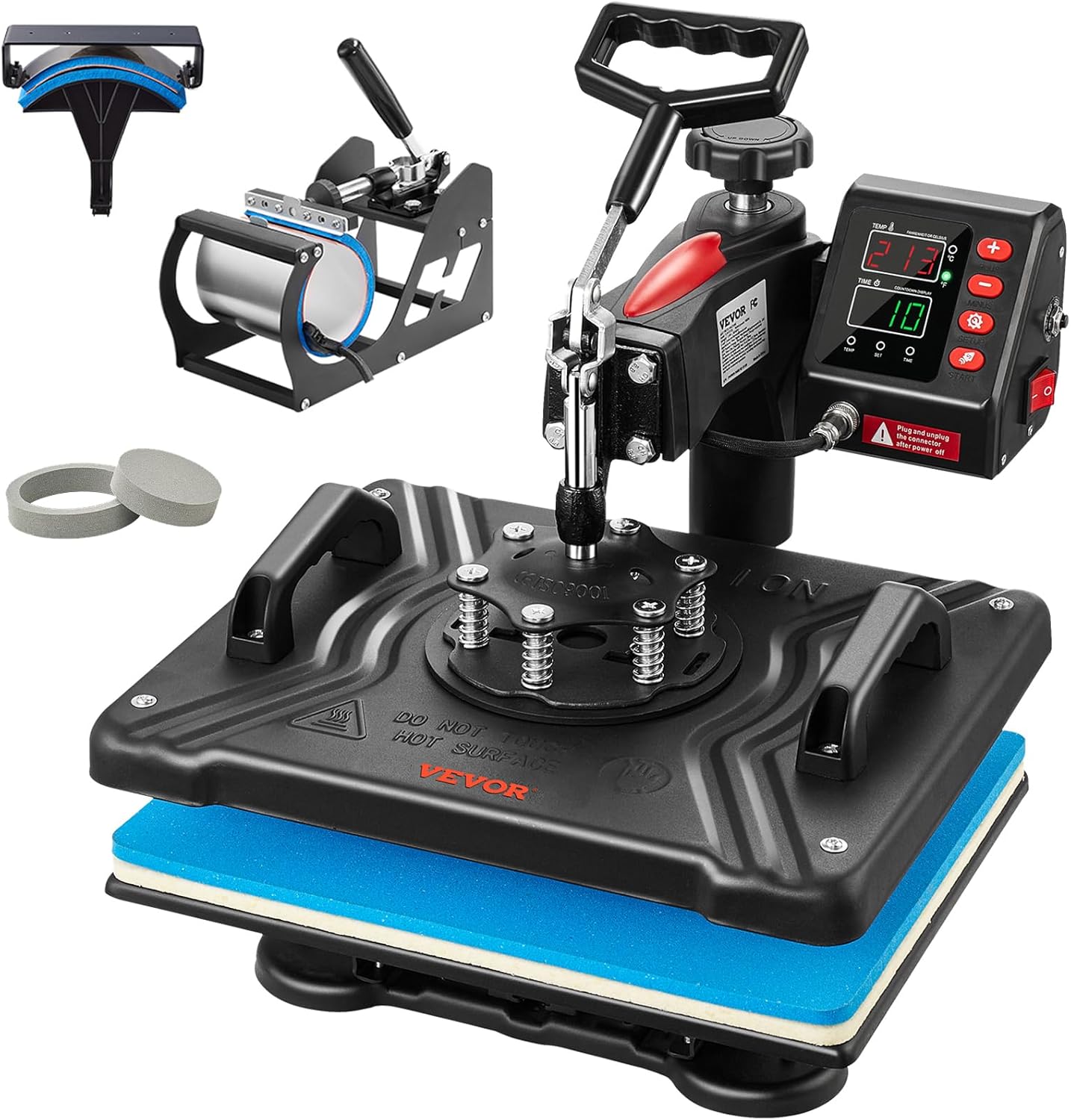 VEVOR 5 in 1 Heat Press Machine 12x15 Inch, 360° Swing Away Shirt Press Machine - Digital Professional Heat Transfer Tshirt Press Machine, Sublimation Heat Press for T Shirts Hat Cap Mug Plate