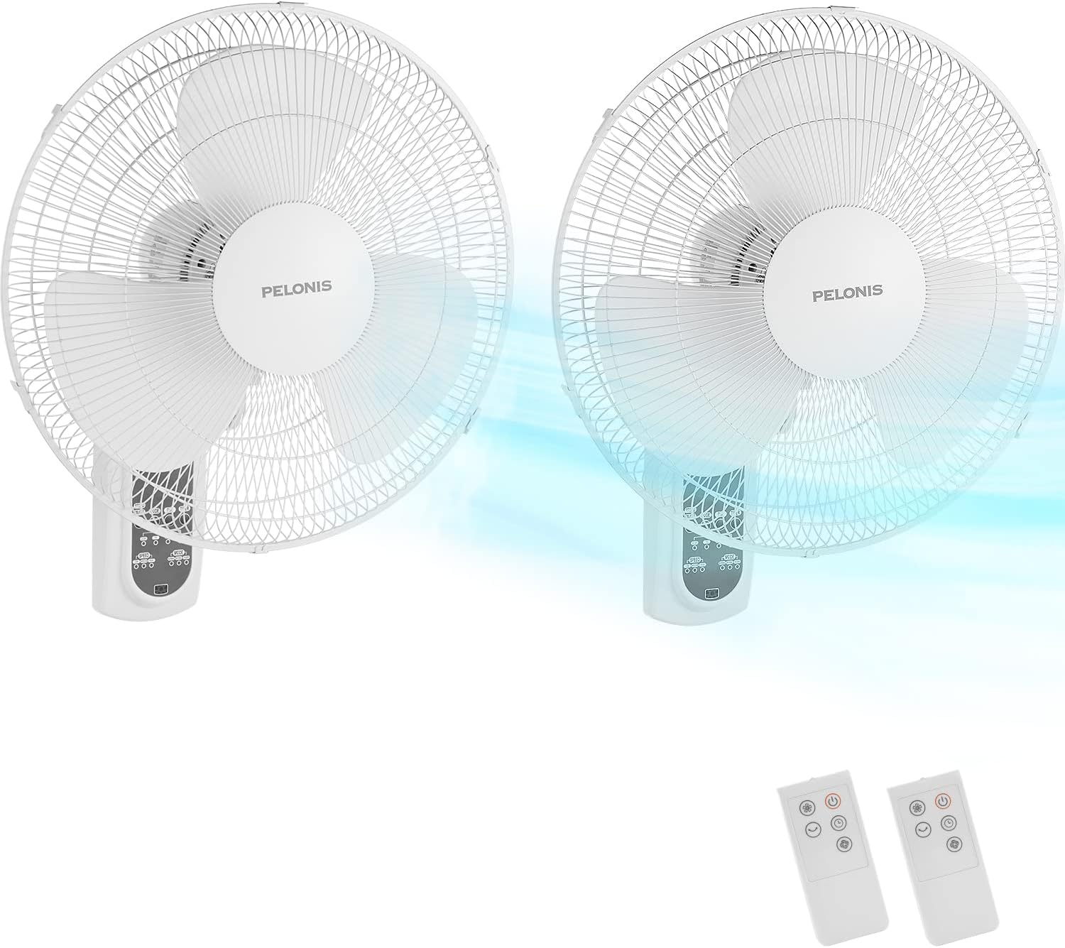 PELONIS 16‘’ Wall Mount Fan with 3 Speed Settings Oscillating Fan with Adjustable Tilt High Velocity Household Wall Mounted fan, for Garage Patios Bedroom 2 Packs White