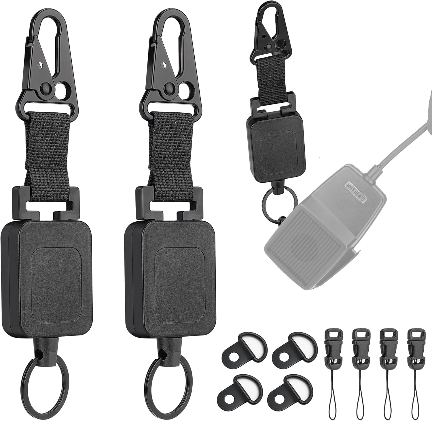 fantaseal 2-Pack Retractable Steel Rope CB Mic Hanger Holder Microphone Car Mount Lanyard Hook Mounting Kit