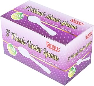 Gmark 400pc 3" Taster Spoons Plastic Mini Spoons, Ice Cream Spoons Dessert Spoons White 1 Box Set GM1002A