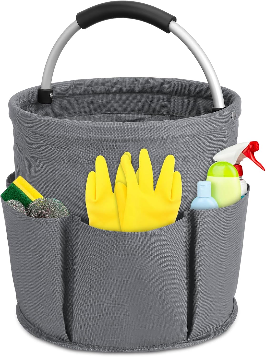 Partideal Tool Bag with Handle, 17 liters Bucket Tool Organizer Bag, Collapsible Garden Small Tools Bag, Portable Multi Cleaning Organiser Caddy, Multi Pocket Craft Caddy Universal