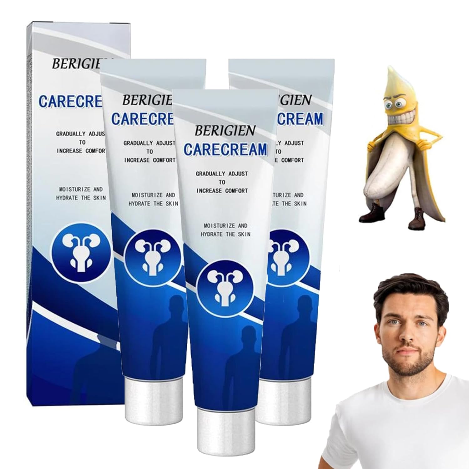 Berigien Care Cream, 2025 New Berigien Comfort Care Gel, Natural Berigien Cream for Men, Berigien Comfort Care Cream Para Hombres, Berigien Care Cream for Men Between Legs (3PCS)