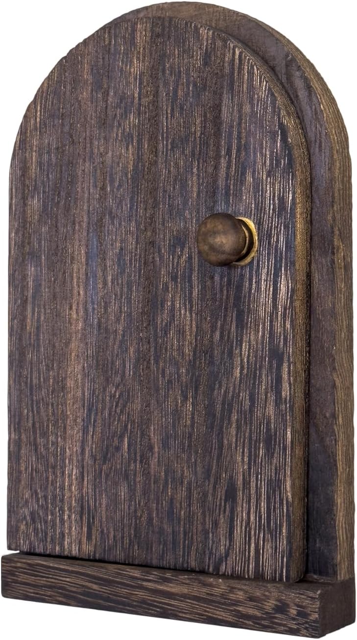 Self-Adhesive Outlet Cover – A Creative Wooden Cover that Conceals Wall Plates、 Switches、Stains、Wall holes and Protects Child – Elf Door for Wall – 7.87 Inch Tall Fairy Door (Paulownia)