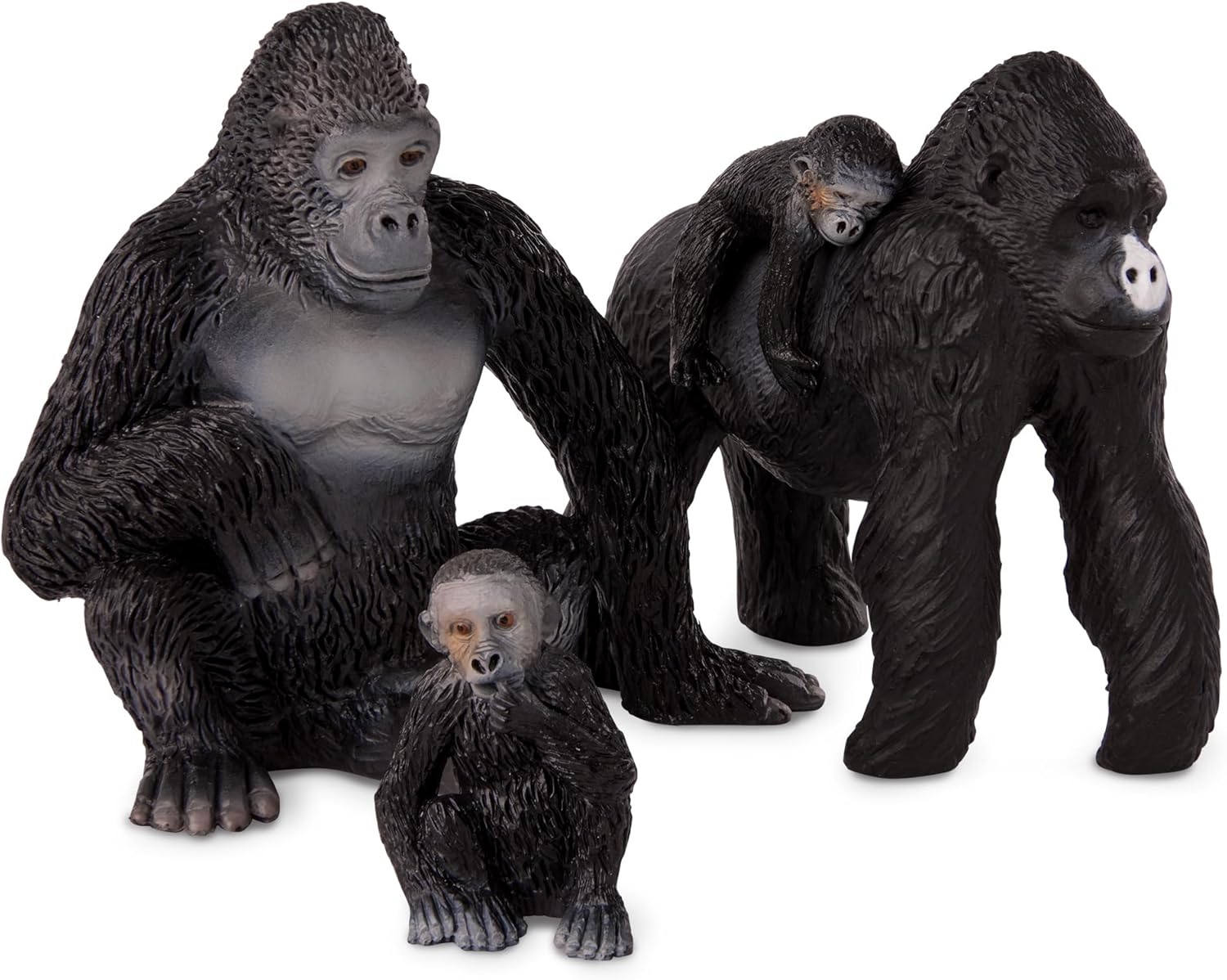 Terra by Battat – 4 Pieces Gorilla Toys Family Set – Realistic Gorilla Figurines – Zoo Animal Toys for Kids and Toddlers 3+ Years – Plastic Jungle Animals