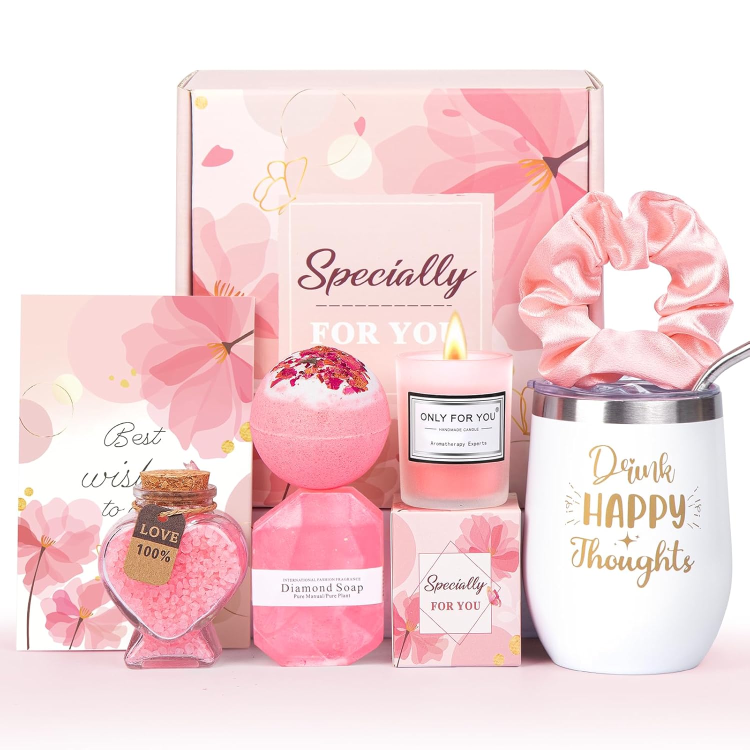 Birthday Gifts for Women, Relaxing Spa Gift Baskets for women, Rose Self Care Get Well Soon Gifts for Her Friend Daughter Sister Wife Coworker Nurse Teacher