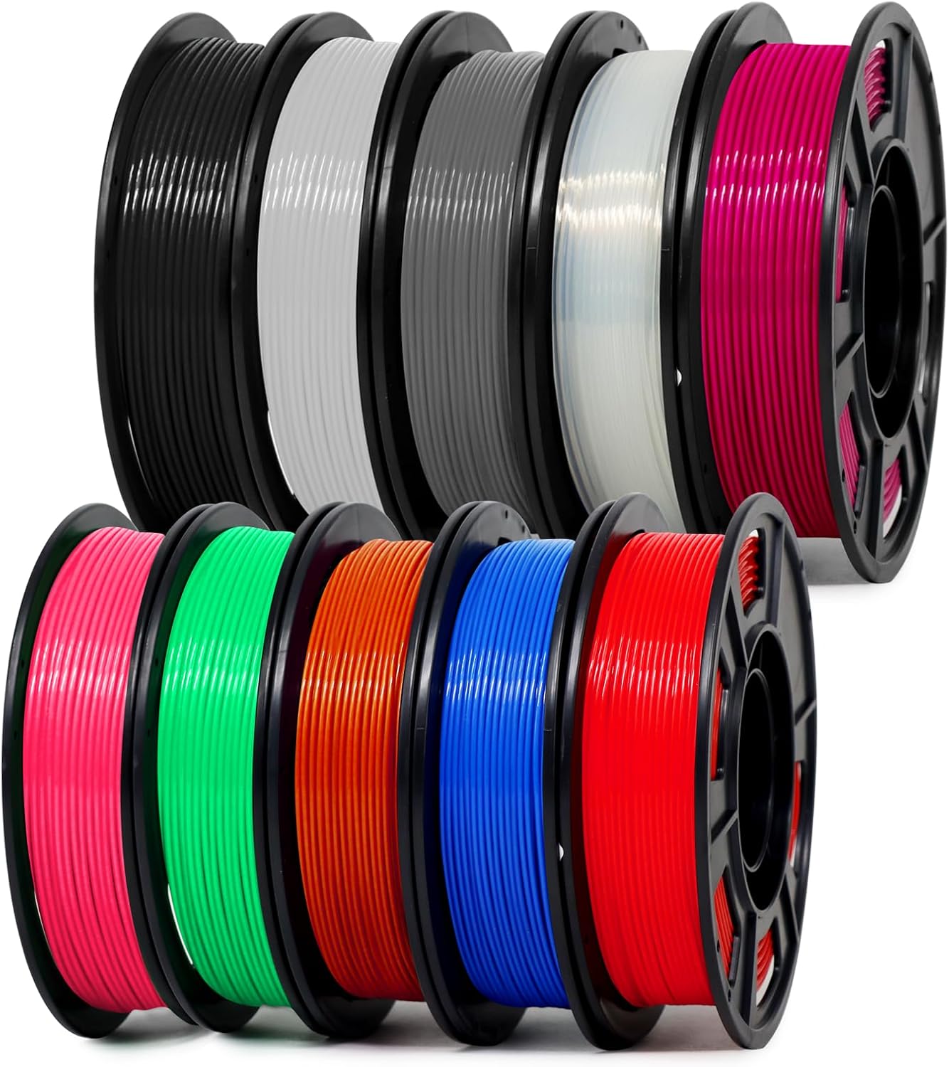 Eono PLA Plus (PLA+) Filament 1.75 mm 3D Printer Filament Bundle Multi Color Filament for 3D Printer & 3D Pen, 10x250g Pack A