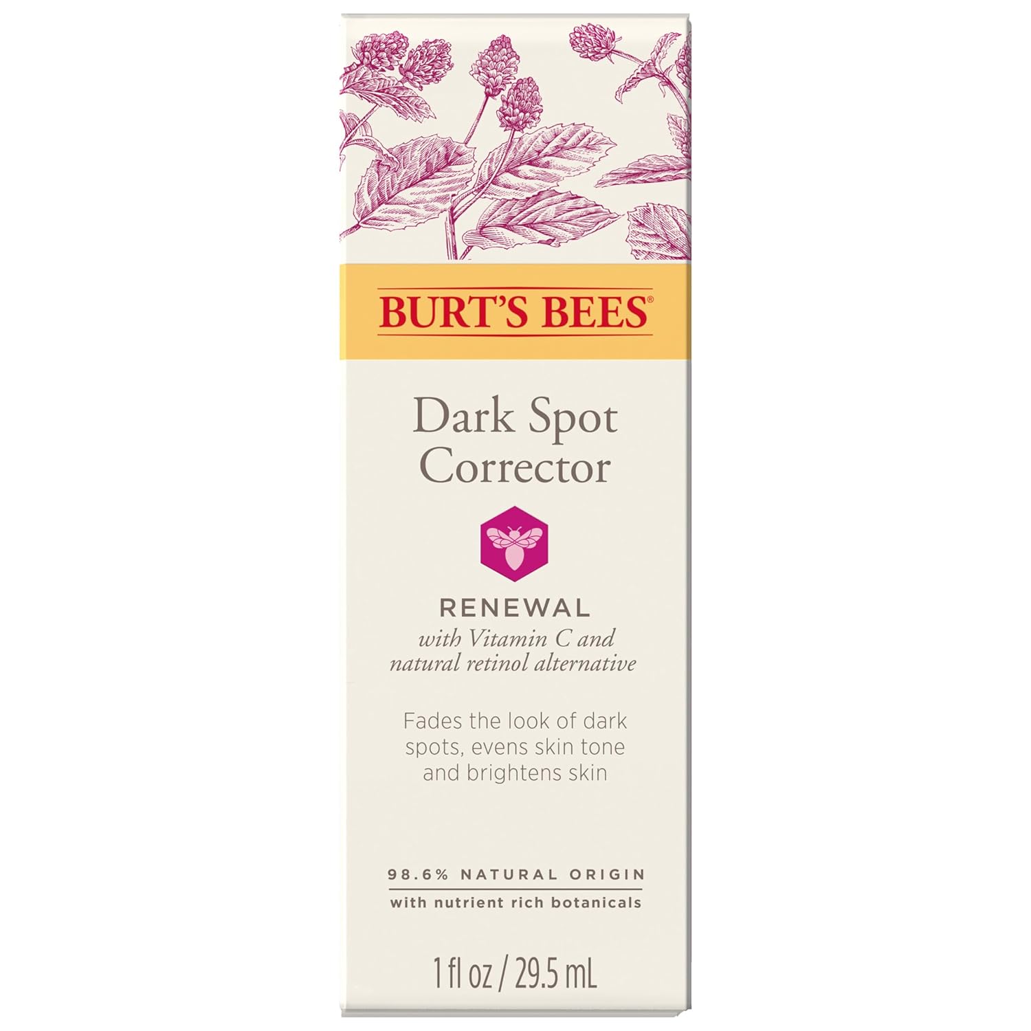 Burt's Bees Renewal Dark Spot Corrector With Natural Retinol Alternative and Vitamin C, Reduces Appearance of Dark Spots and Uneven Skin Tone, 98.6 Percent Natural Origin Skin Care, 1 fl. oz. Bottle