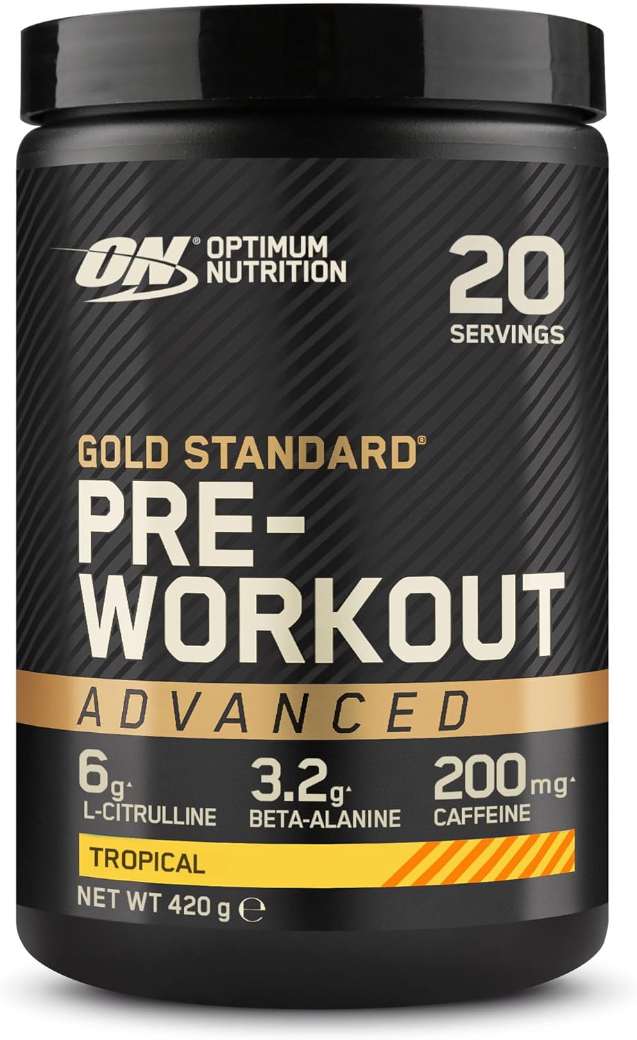 Optimum Nutrition ON Gold Standard Pre-Workout Advanced with l-Citrulline, Beta-Alanine and Caffeine, Tropical, 20 Servings, 420 g