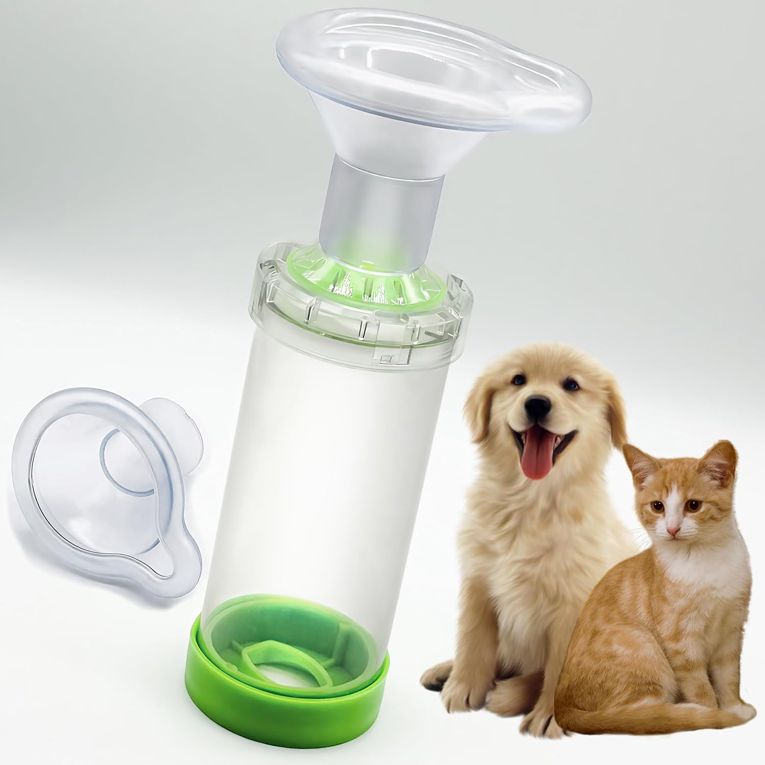 BlissKiss Cat Inhaler Spacer with 2 Size Masks, Aerosol Chamber Spacer for Cat's Breathing & Delivering Medication