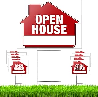 Open House Signs (10 Pack) – Premium LARGE 24” x 18” Open House Signs for Real Estate with Stakes – Professional Double-Sided Realtor Signs with Directional Arrows & Heavy Duty Yard Sign Stakes.