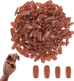 400 Pieces Practice Nail Tips, Replacement Fake Hand Nails, Practice Nails for Nail Art, Brown Hand False Nail Tips, Display Manicure Nail Supply, Hand Practice Fake Nail for Nail Training, DIY Nail
