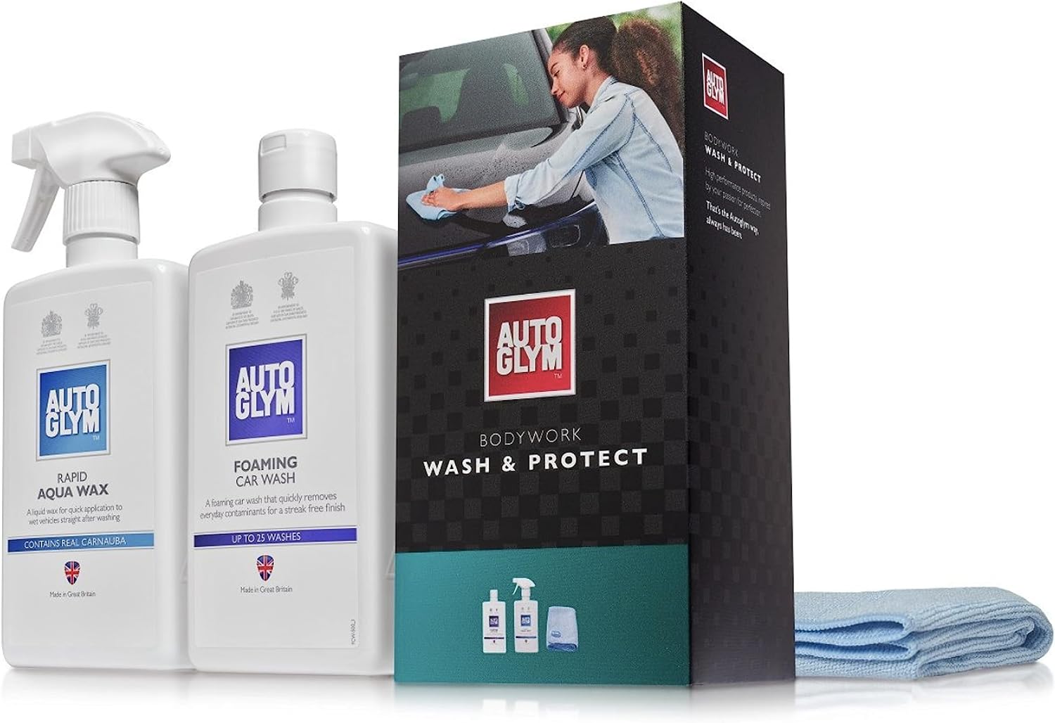 Autoglym Bodywork Wash and Protect - 4-Piece Car Cleaning Kit | Complete Car Wash & Paint Protection Set, Exterior Car Care & Valeting Kit for a Lasting Shine