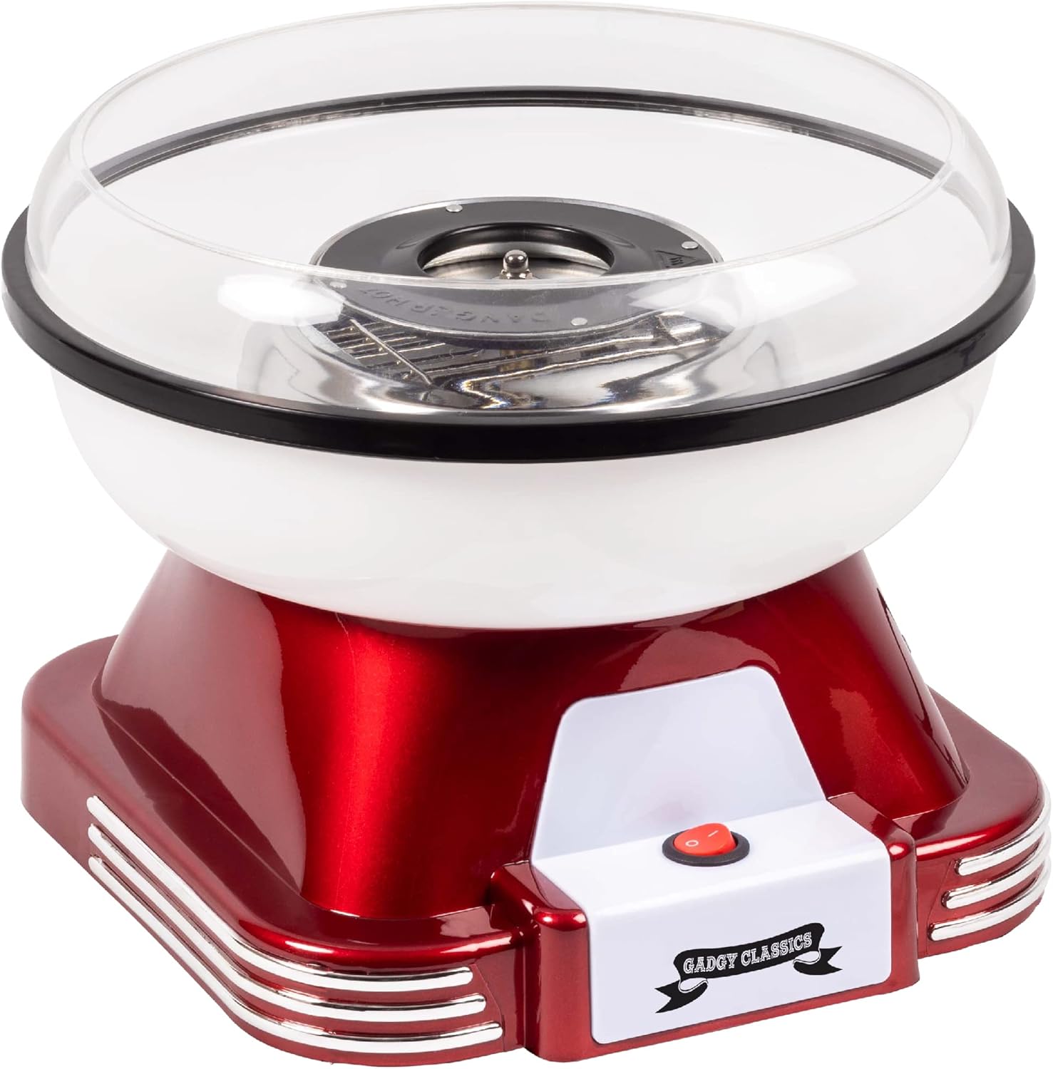 Gadgy Candy Floss Machine for Kids & Adults, Retro Cotton Maker, Suitable for Sugar or Candies, Including 10 Candyfloss Sticks, 500W, Red & White