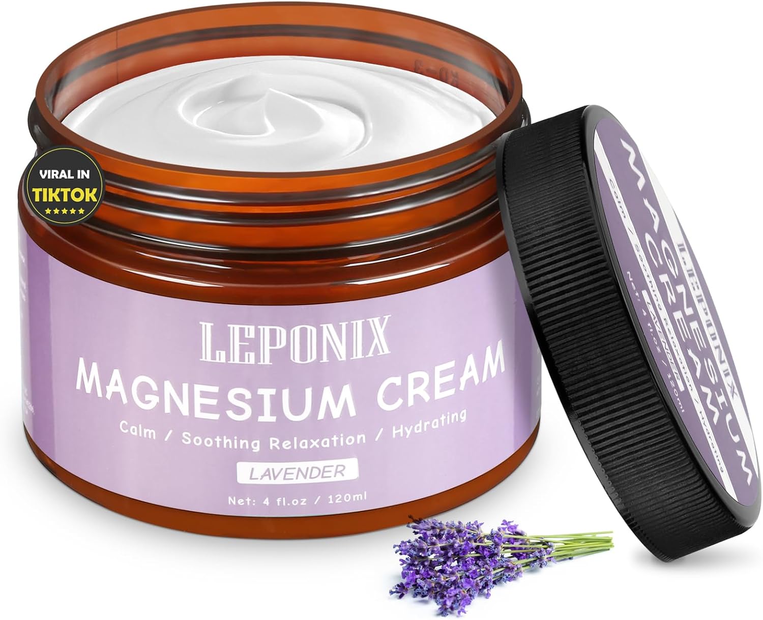 Magnesium Cream, Topical Magnesium Balm for Sleep and Restless Legs Syndrome Relief-Soothing & Moisturizing Magnesium Butter for Sleep and Restless Nights, Safe for Kids (120, Lavender)