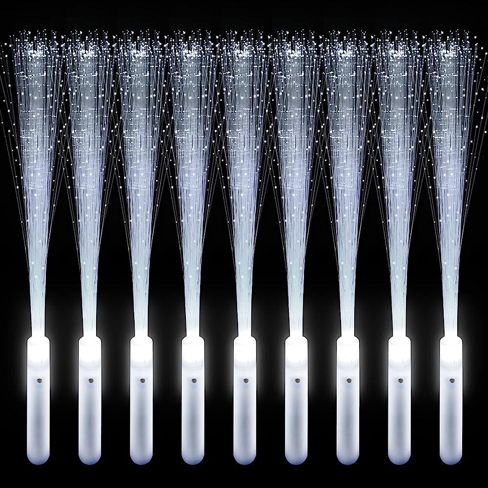 VAIPI 26 Pcs Fiber Optic Wands LED White Glow Stick Flash Fiber Optic Light Rod for Bulk Wedding Lighting Wands Flashing Sticks with 3 Light Modes (26 PCS)