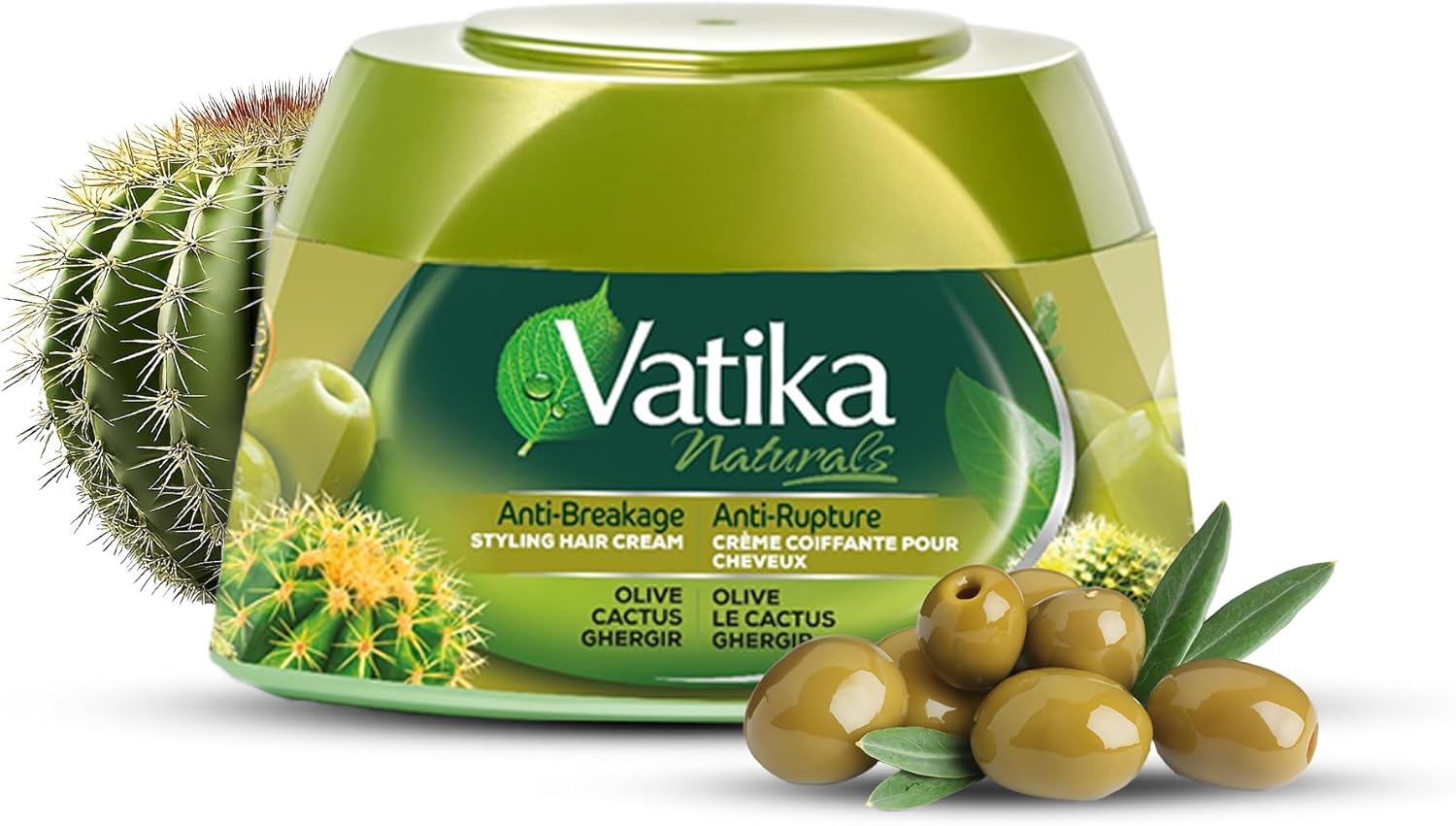 Vatika Naturals Hair Cream - Anti-Breakage (210ml, Cactus) | Strengthening Formula with Olive, Cactus & Ghergir for Strong, Stylish Hair