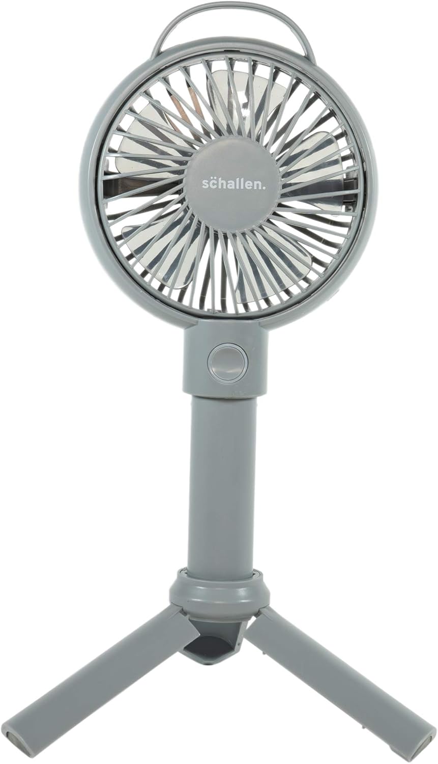 Schallen Rechargeable Battery USB Electric Handheld Portable Travel and Tripod Desk Table Small Mini Air Cooling Fan (Grey)