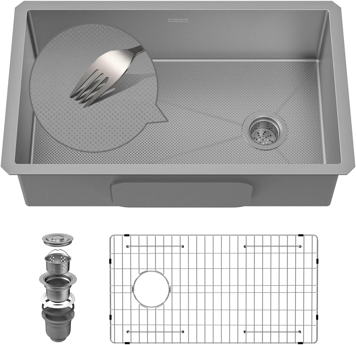 32 Inch Undermount Kitchen Sink, 304 Stainless Steel with Nano Coating, Single Bowl, Modern Design for Workstation, RV, Prep Kitchen & Bar, Drain Assembly Included, 32x19 Inch (Silver)