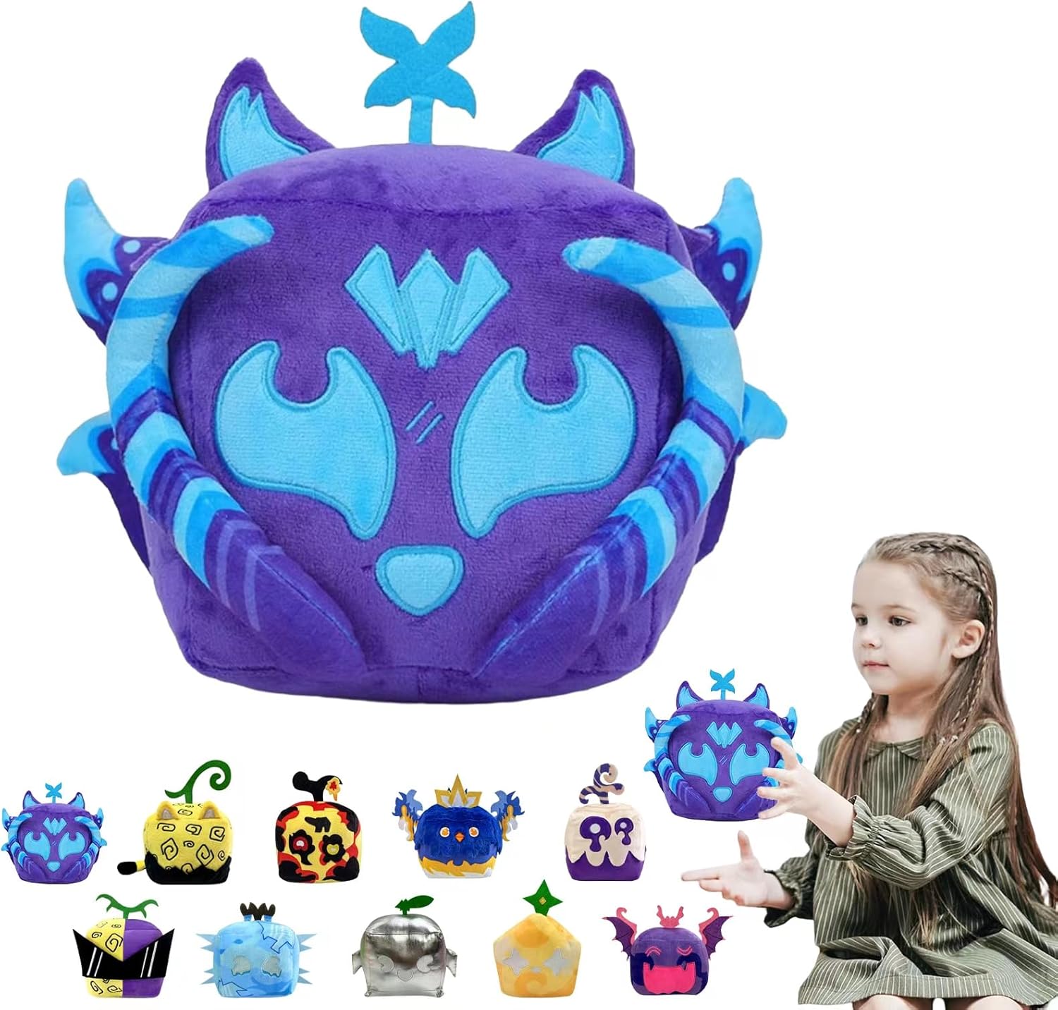 POPOYU Blox Fruits Plushies,Blox Fruits Soft Stuffed Animal Pillow,BloxFruits Plush Box Toy,Cute Animal Soft Stuffed blox Fruit Figure Soul Plush Doll Toys for Kids Birthday Gifts Bedroom Decoration