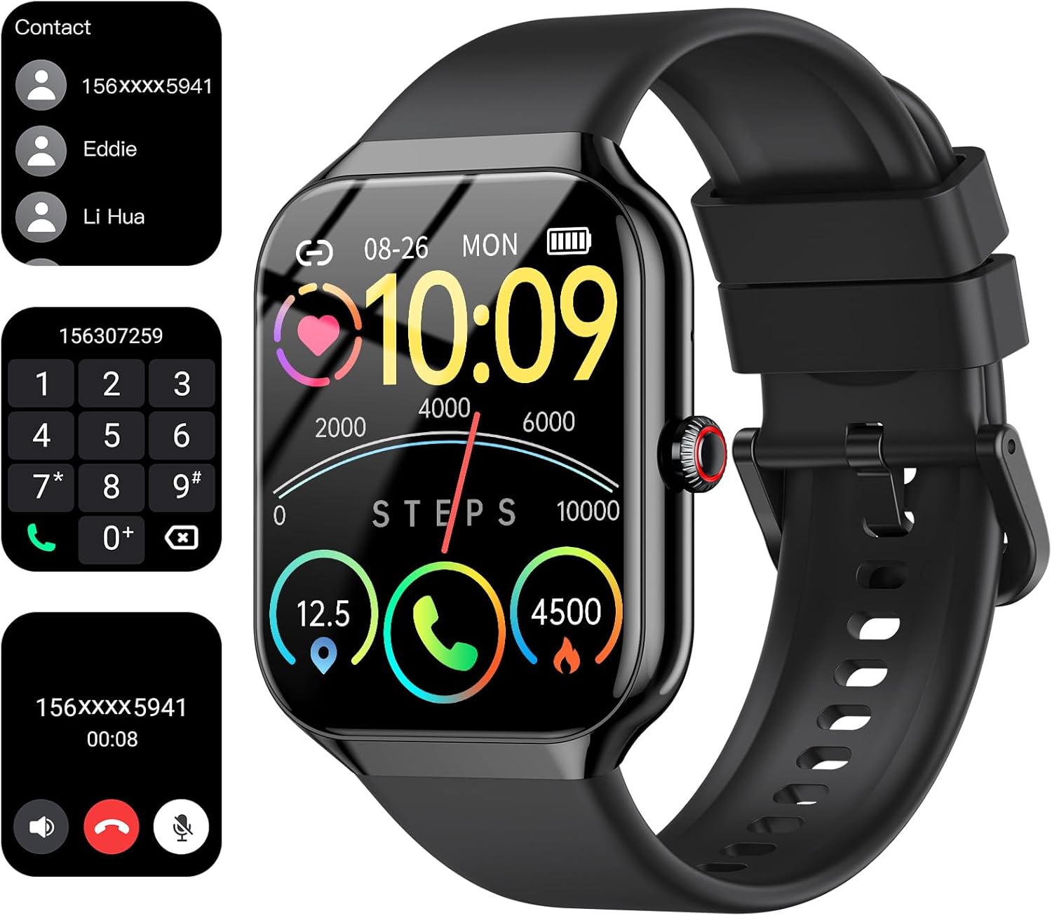 Smart Watch for Men Women Answer/Make Call, 1.96" HD Touch Screen SmartWatch,Heart Rate/SpO2/Sleep Monitor, 100+ Sport Activity Tracker Step Counter, IP68 Waterproof Fitness Tracker for Android iOS