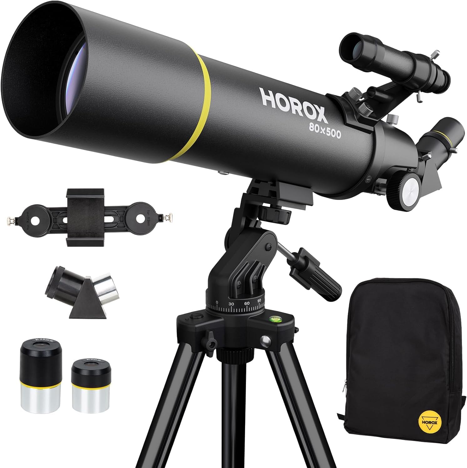 80mm Aperture 500mm Refractor Telescope for Adults and Kids Beginners w. Pro Tripod, Phone Adapter, Portable Backpack