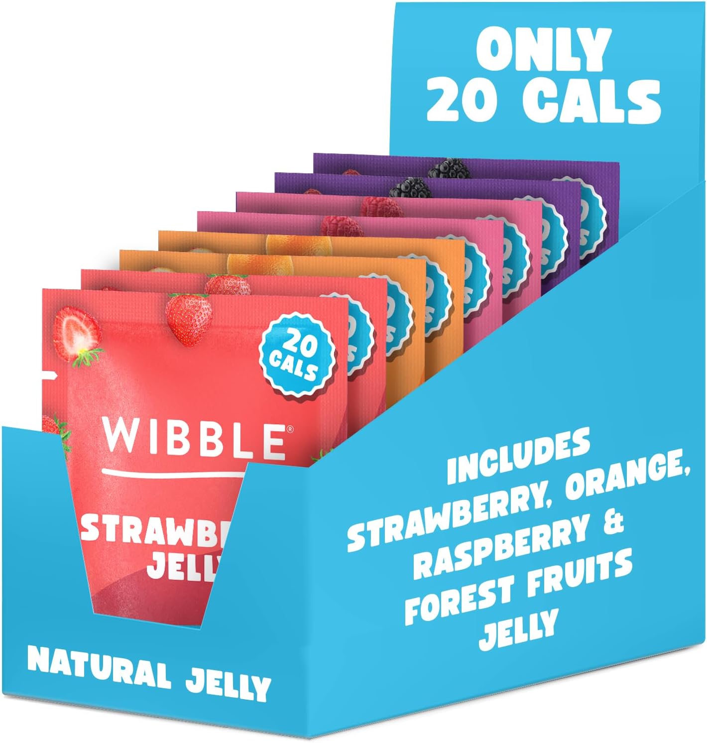 Wibble Natural Crystals, 8 pack, Variety Pack, Quick Set, Low Sugar, Plant-Based, Low Calorie, Jello, Jelly Powders, Serves 4, Vegan Jelly Powder, Vegetarian Jello, Sweets, Vegan Sweets 57g