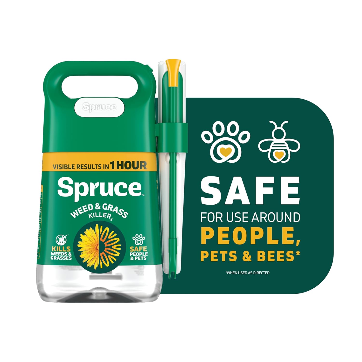 Spruce Weed Killer Spray - Snap & Spray Weed & Grass Killer₂ Powered Starter Kit - Reusable Sprayer with Wand for Spot-Treating Driveways, Gardens & More (64 Oz Bottle)