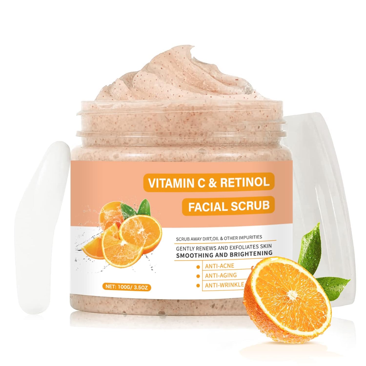 Vitamin C and Retinol Facial Scrub Face Scrubs Exfoliating Face Wash Vitamin C Facial Body Scrub Microdermabrasion Exfoliate Exfoliator for Blackhead Ingrown Hair KP Bump Eraser Exfoliant 3.5OZ