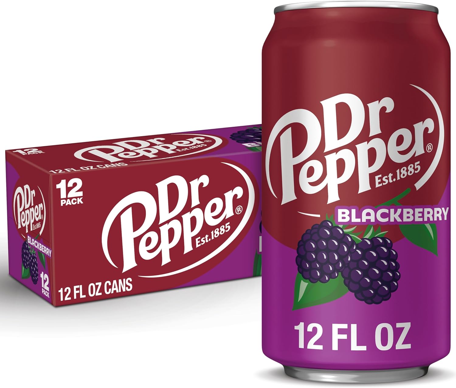 Dr Pepper Blackberry Soda, 12 x 355ml Cans, 12 oz Fridge Pack