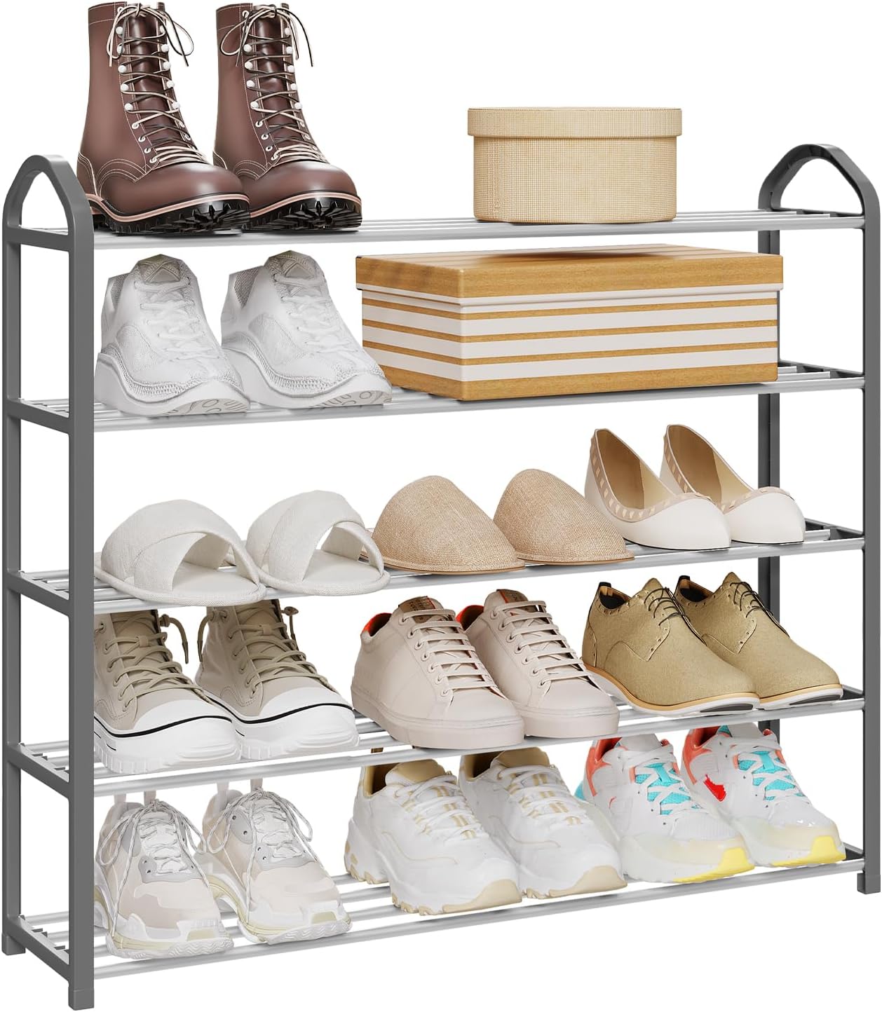 WOLTU Heavy Duty Metal 5 Tier Shoe Rack Stand Storage Organize for 20 Pairs Shoes SR0023sb5