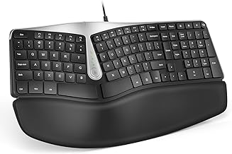 Nulea RT02 Ergonomic Keyboard, Wired Split Keyboard with Pillowed Wrist and Palm Support, Featuring Dual USB Ports, Natural Typing Keyboard for Carpal Tunnel, Compatible with Windows Mac