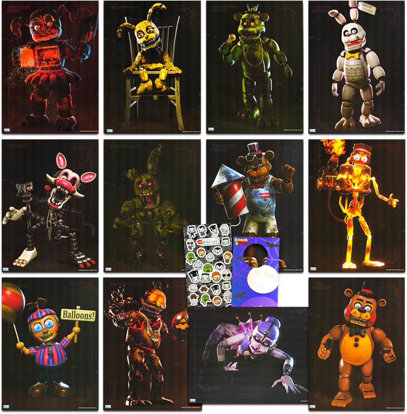 Funko Five Nights at Freddy's Posters for Bedroom - FNAF Room Decor Bundle with 12 FNAF Posters for Walls, Five Nights at Freddy's Poster Pack Set | FNAF Room Decorations for Boys
