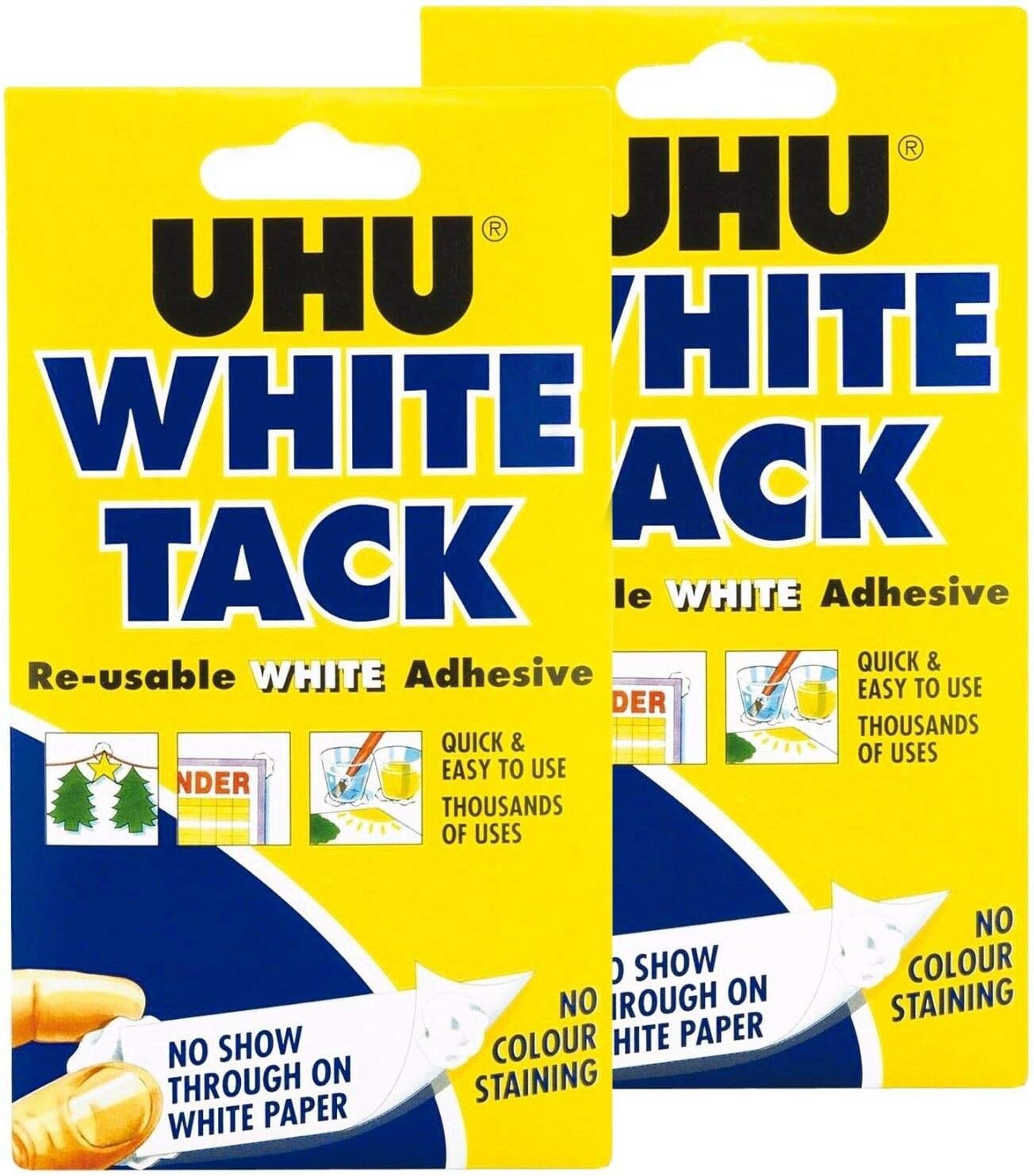 UHU White Tack Twin Pack - Sticky Reusable Adhesive Putty