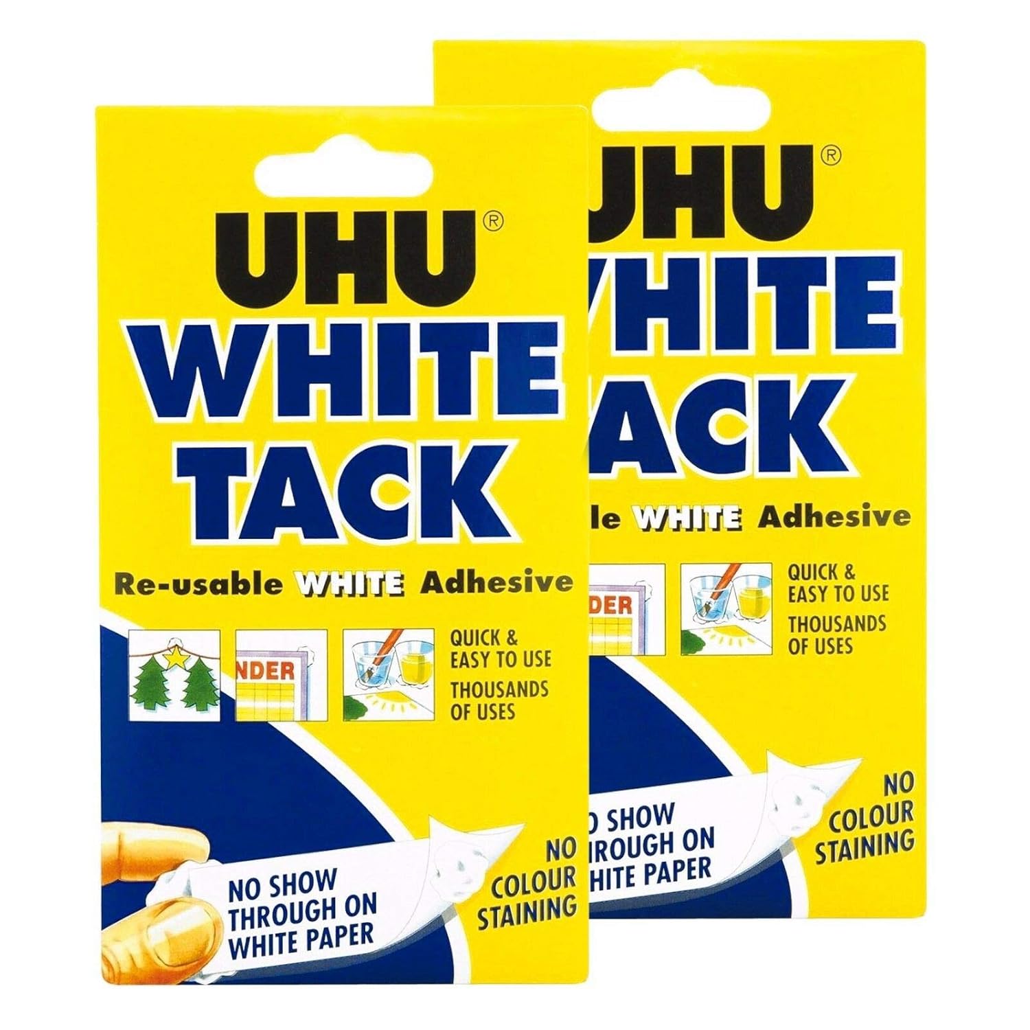 UHU White Tack Twin Pack - Sticky Reusable Adhesive Putty