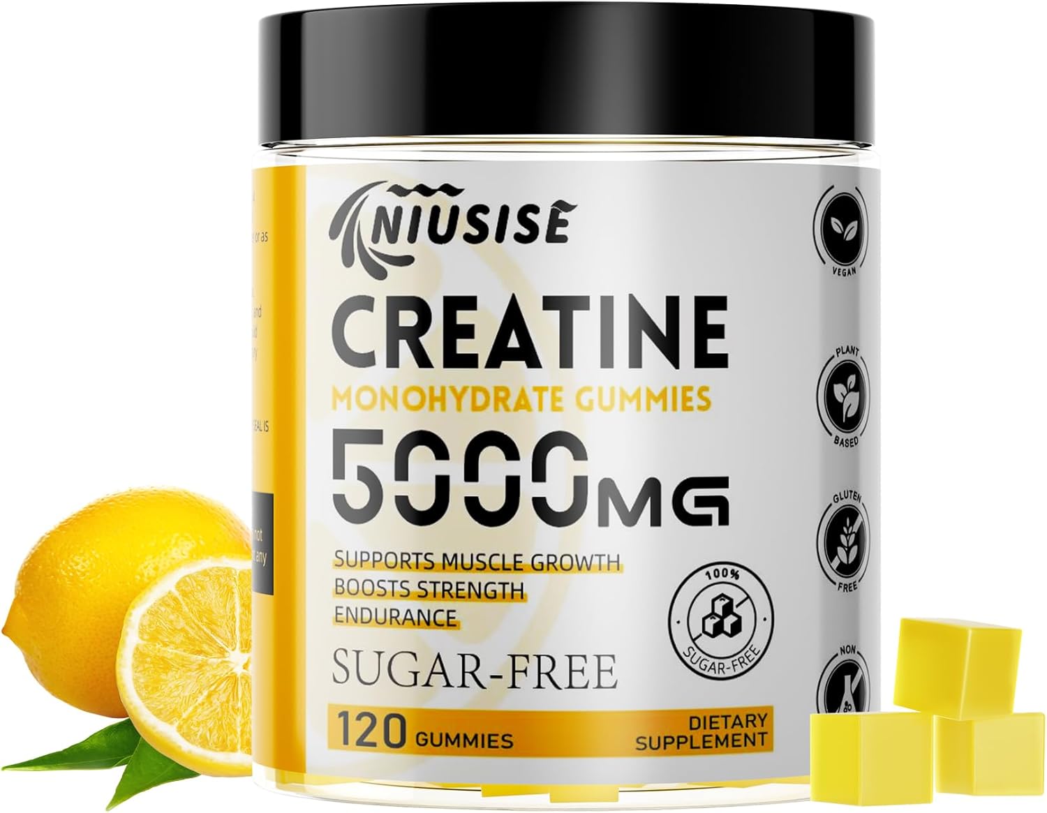 Creatine Monohydrate Gummies, 120 Creatine Sugar Free Gummies with 1000 mg Magnesium Complex and L-Threonate for Men & Women, Energy Support 1 Pack
