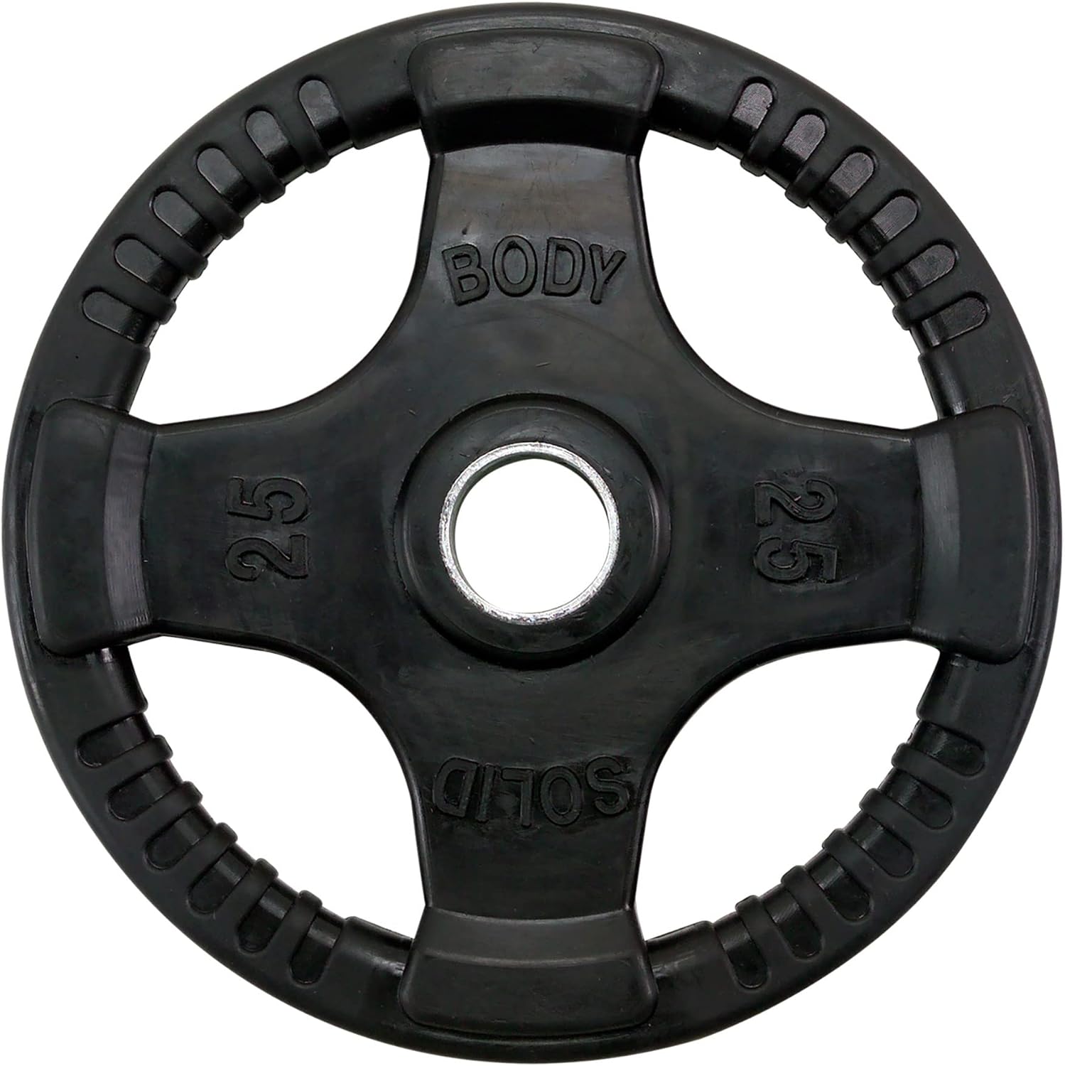 Body-Solid Rubber Coated Olympic Weight Plate (1), with Anti-Slip Grip - Perfect for Strength Training, Home Gym, and Barbell Workouts