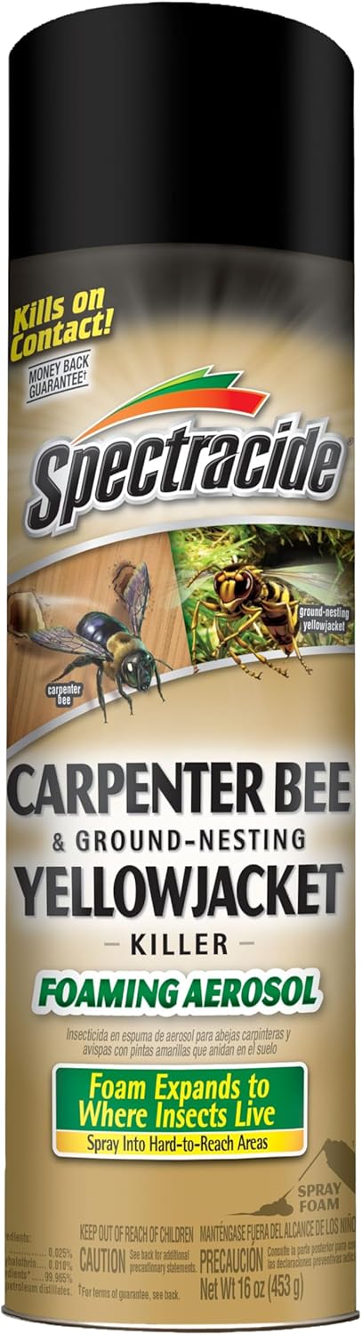 Spectracide Carpenter Bee and Ground Nesting Yellow Jacket Foaming Aerosol for Insects, 16-Ounce