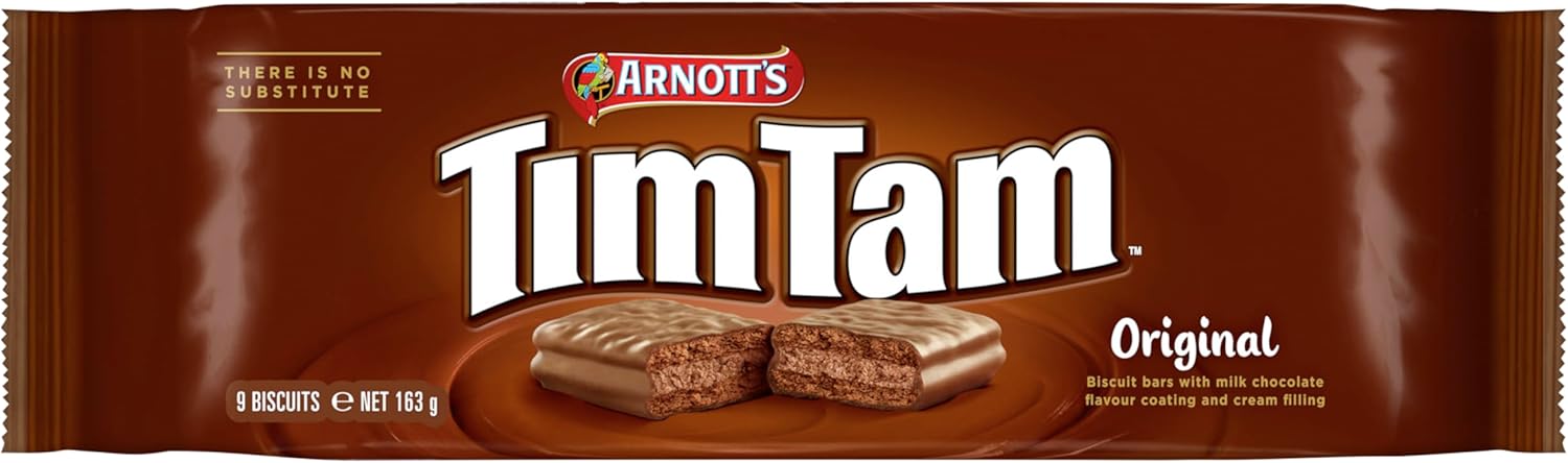 Arnott’s Tim Tam Biscuits Bars with Milk Chocolate Flavour Coating, Original 163g