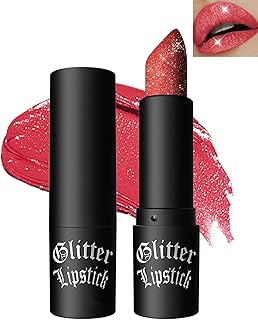 Diamond Glitter Matte Lipstick,Ruby Red Metallic Shimmer Lip Gloss Lip Tint Stain,Sparkling High Pigment Tinted Lip Balm,Longlasting Waterproof Non-Stic Cup Lipstain Lipgloss,Makeup Gift for Women-03