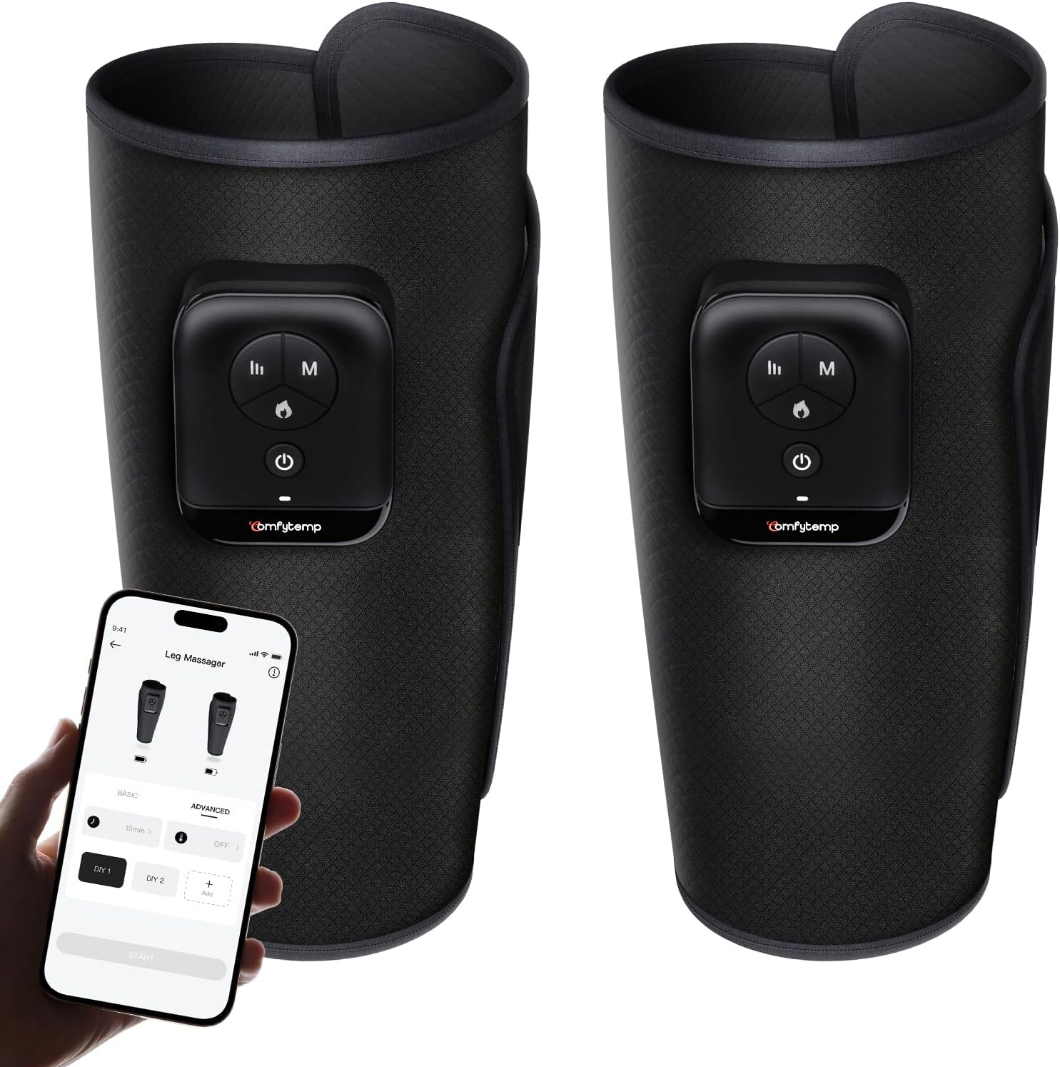 Comfytemp Cordless Leg Massager for Circulation and Pain Relief, Father's Day Gift for Dad Men Women, FSA HSA Eligible Rechargeable Calf Massager with Heat and Compression (Fits Calf Size up to 18")