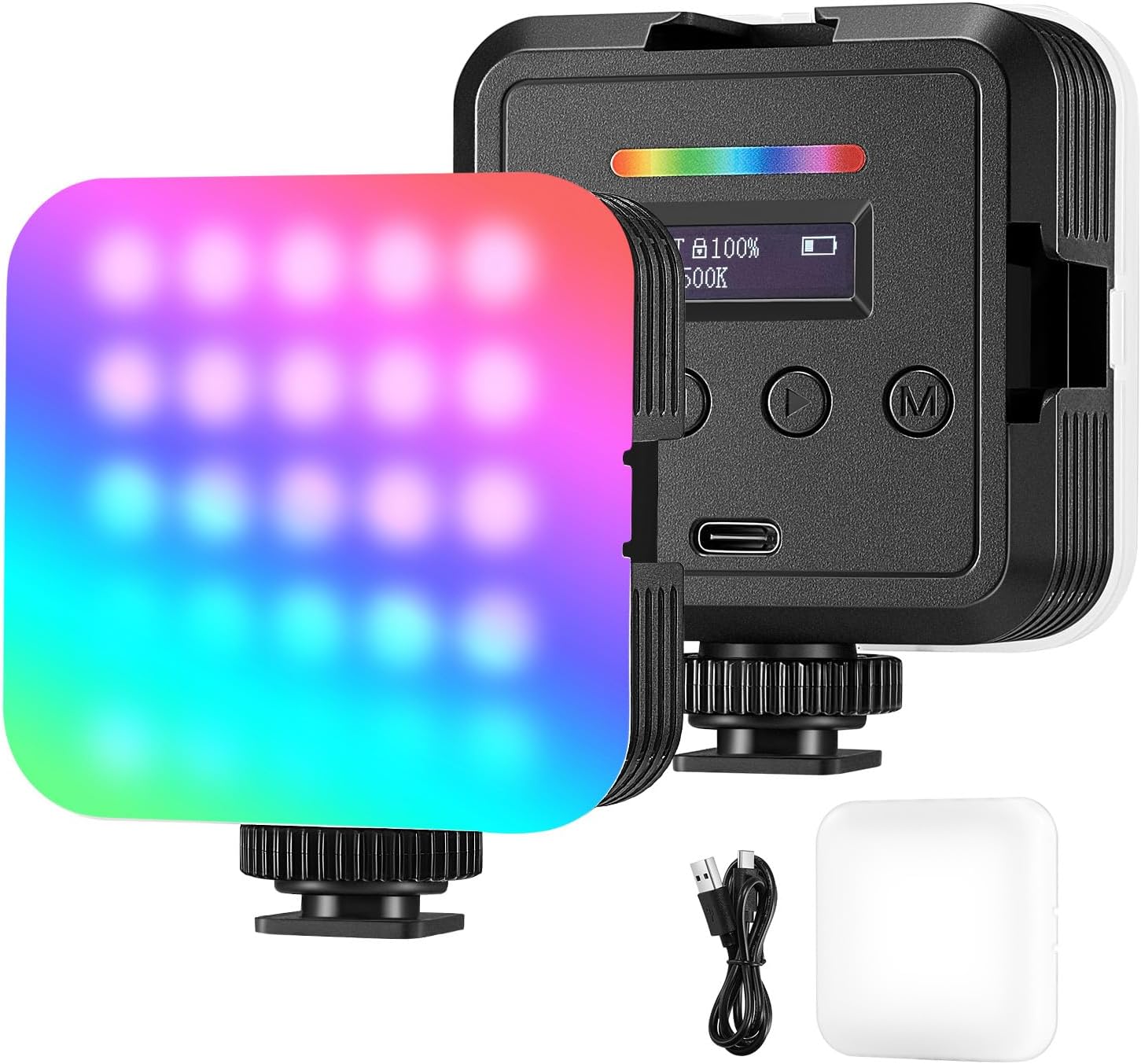 NEEWER Magnetic RGB Video Light, 360° Full Color RGB61 LED Camera Light with 3 Cold Shoe Mounts/CRI 97+/20 Scene Modes/2500K-8500K/2000mAh, Small Panel Light for Portable Photography Selfie Lighting