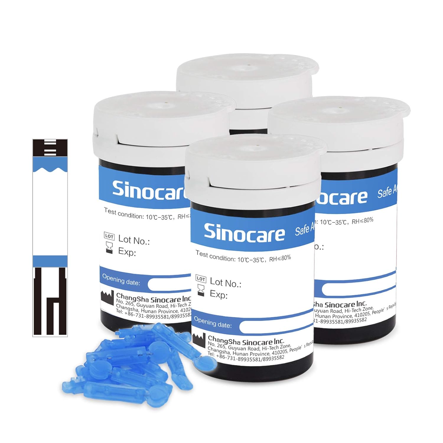 sinocare Safe AQ Angel Diabetes Strips/Blood Glucose Test Strips Require No Code x 100 pcs (Only for sinocare Safe AQ Angel Blood Glucose Monitor)