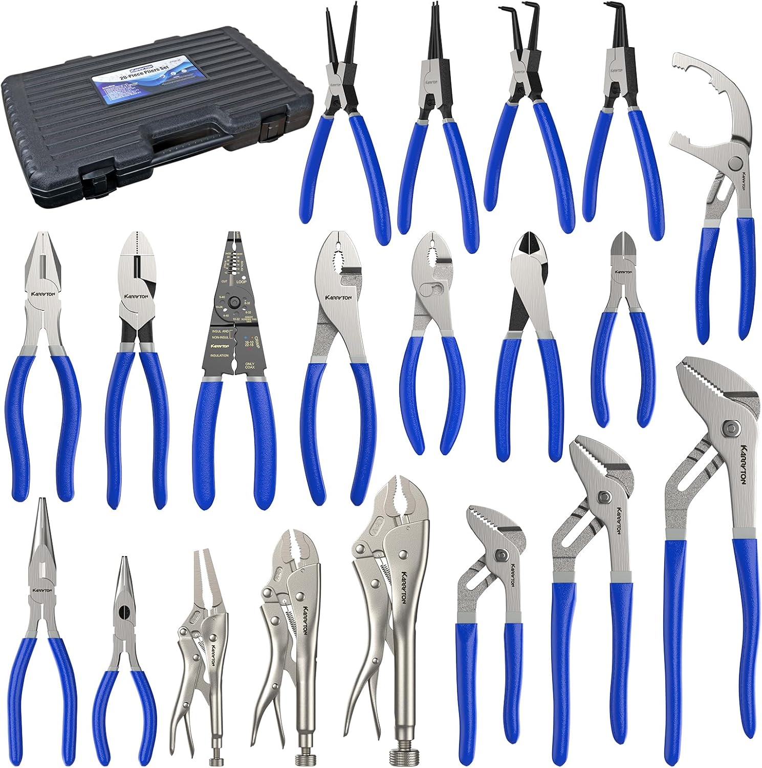 20-Piece Pliers Set, Versatile Plier Tool Set w/Black Carry Box, Great Ideal for Professional Workers, Technicians, Homeowners, Handymen and DIY Enthusiasts