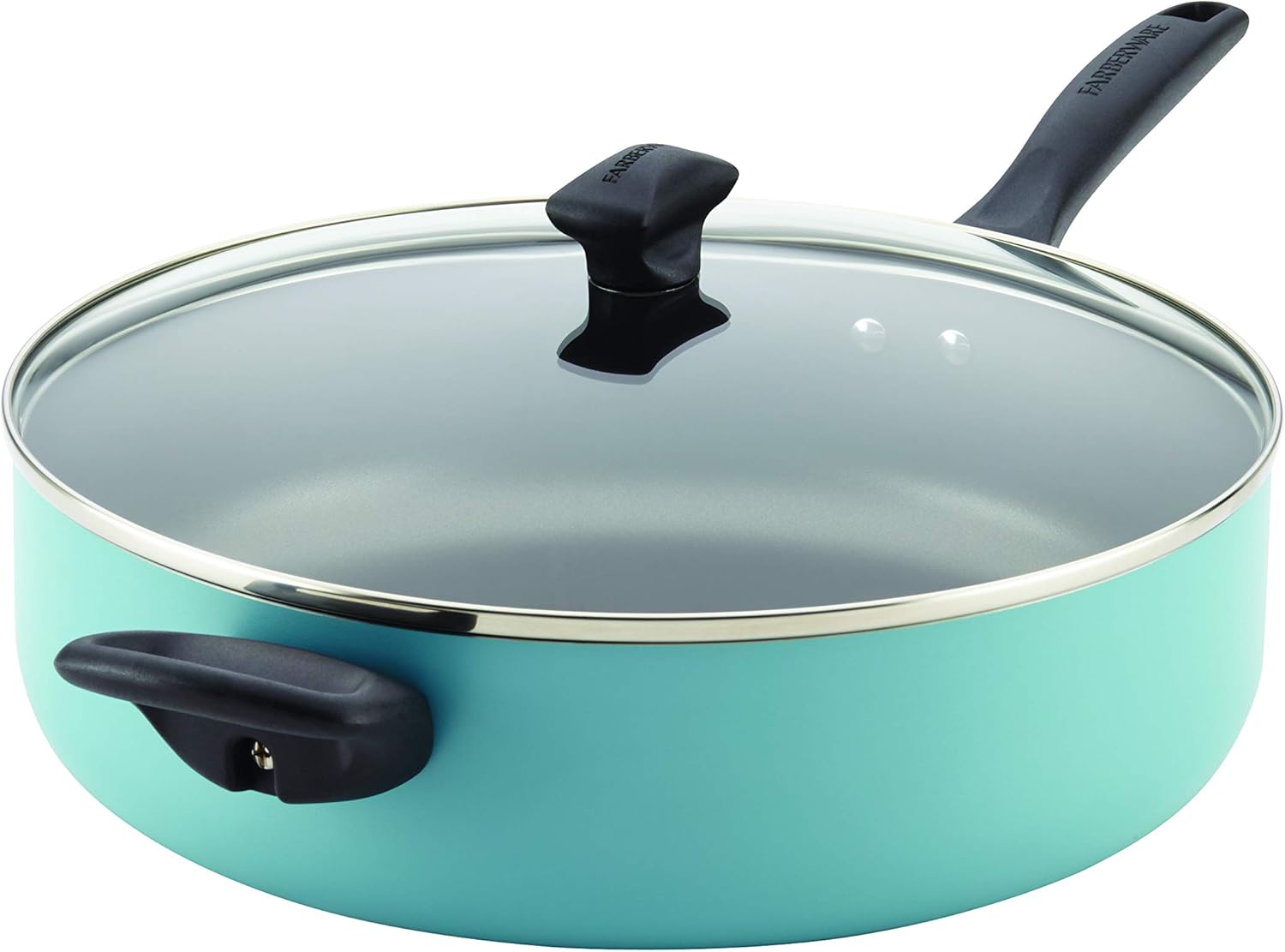 Farberware Dishwasher Safe Nonstick Jumbo Cooker/Saute Pan with Helper Handle -Aluminum, 6 Quart, Blue