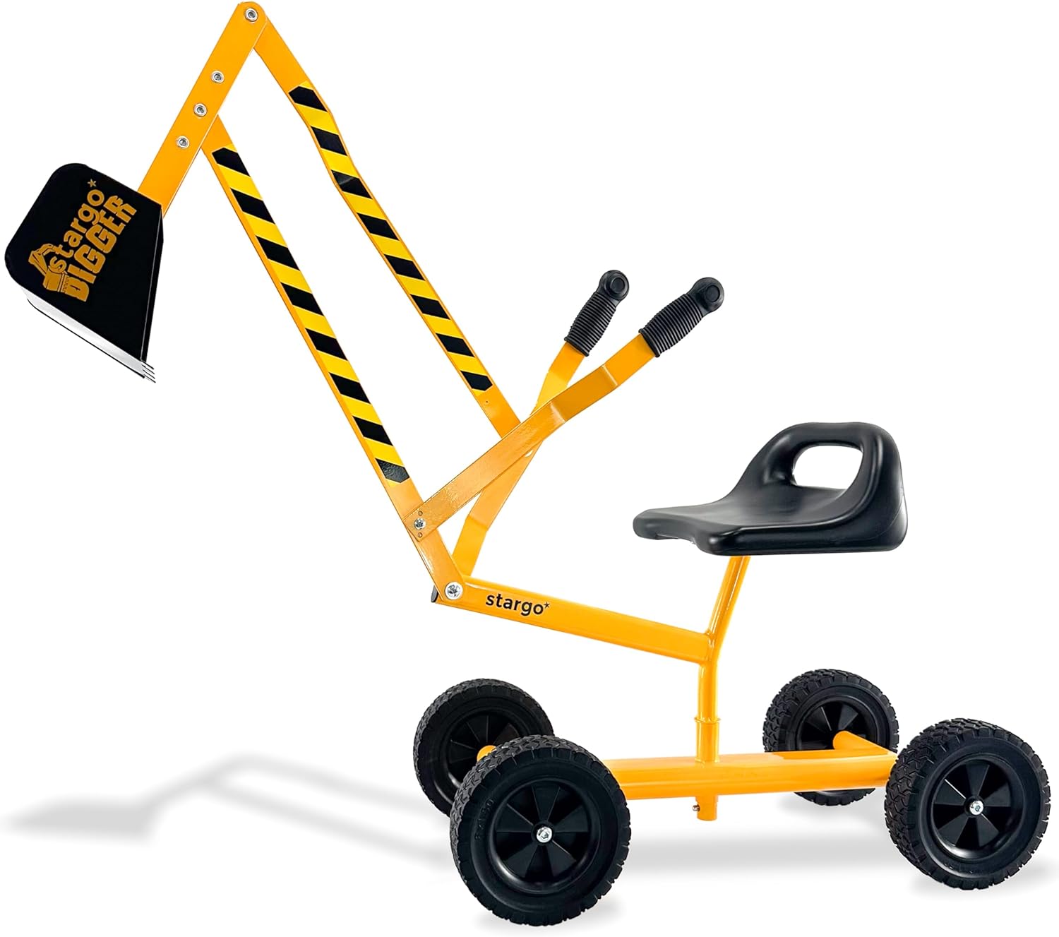 Stargo Kids Excavator Toy Sand Digger on Wheels with Hat, Steel Sandbox Digger Toys for Boys, Sand Toys Ride On Excavator, Beach Toys