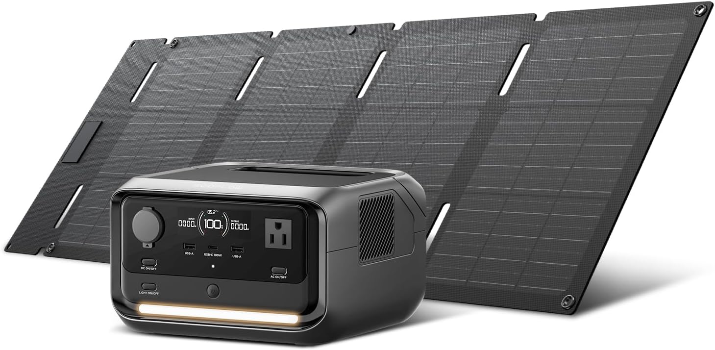 EF ECOFLOW Solar Generator RIVER 3 Plus with 45W Solar Panel, 286Wh Portable Power Station LiFePO4 Battery, 3 Up to 1200W AC Outlets, <10 MS UPS, Expandable to 858Wh, <30 dB Quiet, 1Hr Fast AC Charge